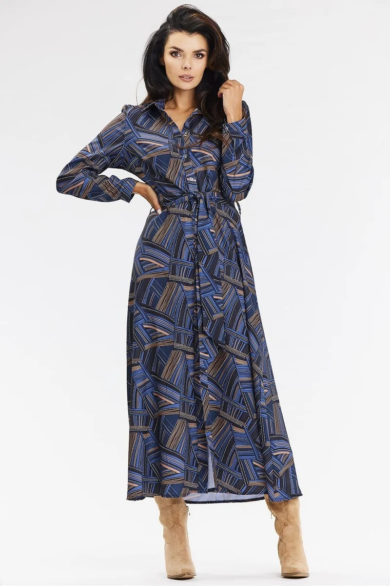 Robe chemise midi manche longue casual