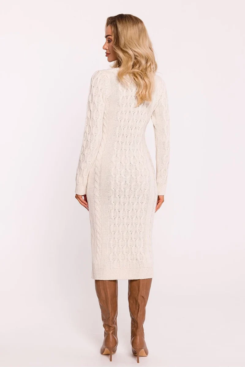 Robe d'hiver midi à motif tricoté géométrique