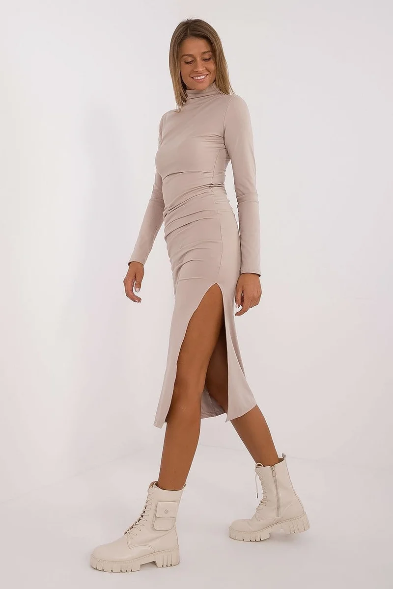 Robe casual midi moulante manches longues
