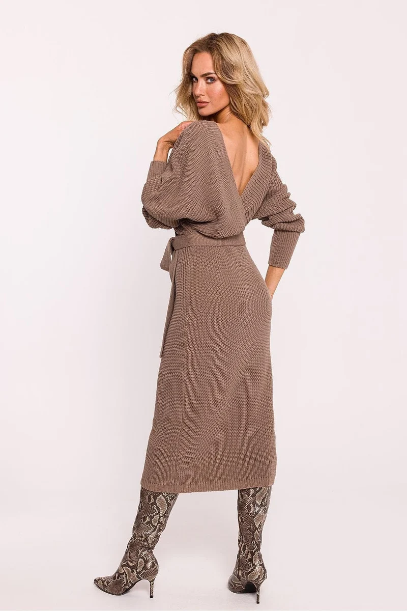 Robe midi en maille avec dos plongeant
