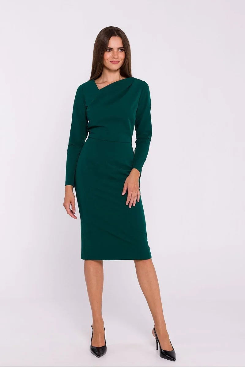 Robe fourreau midi manche longue