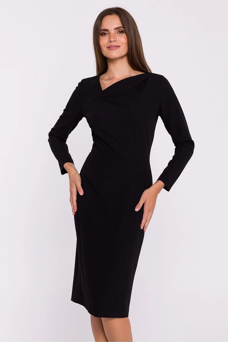 Robe fourreau midi manche longue