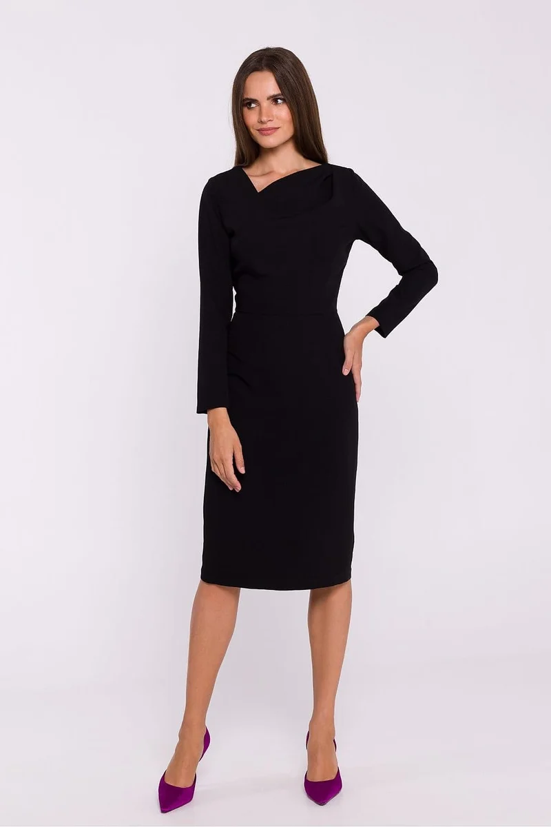 Robe fourreau midi manche longue
