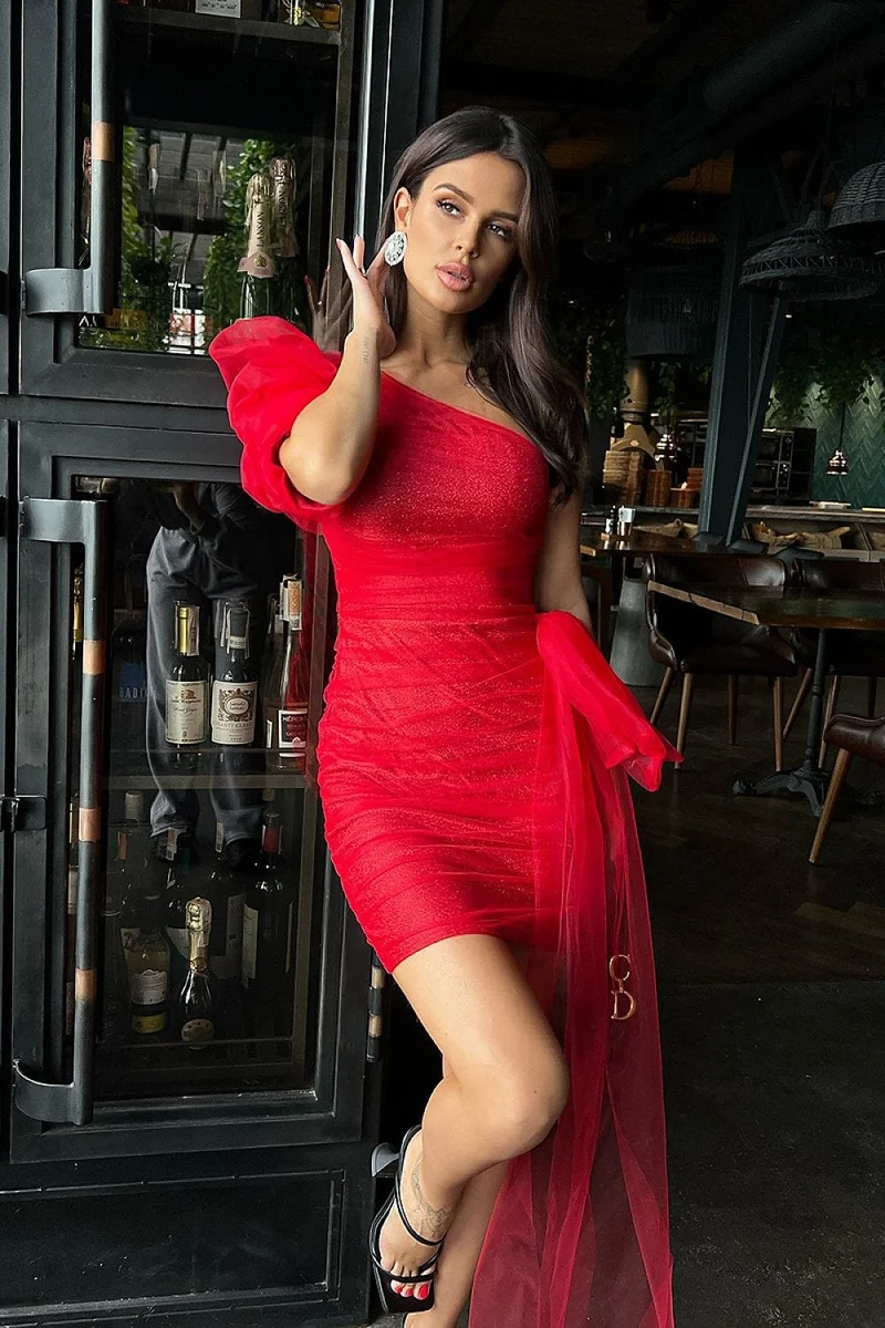 Robe sequin chic asymétrique