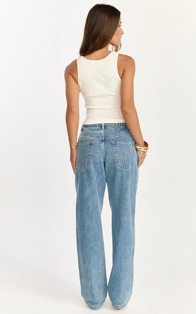 Elara Top - Scoop Neck Tank Top in White