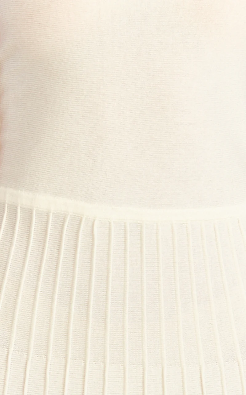 Candace Midi Dress - Halter Neck Ribbed Knit Dress in Cream
