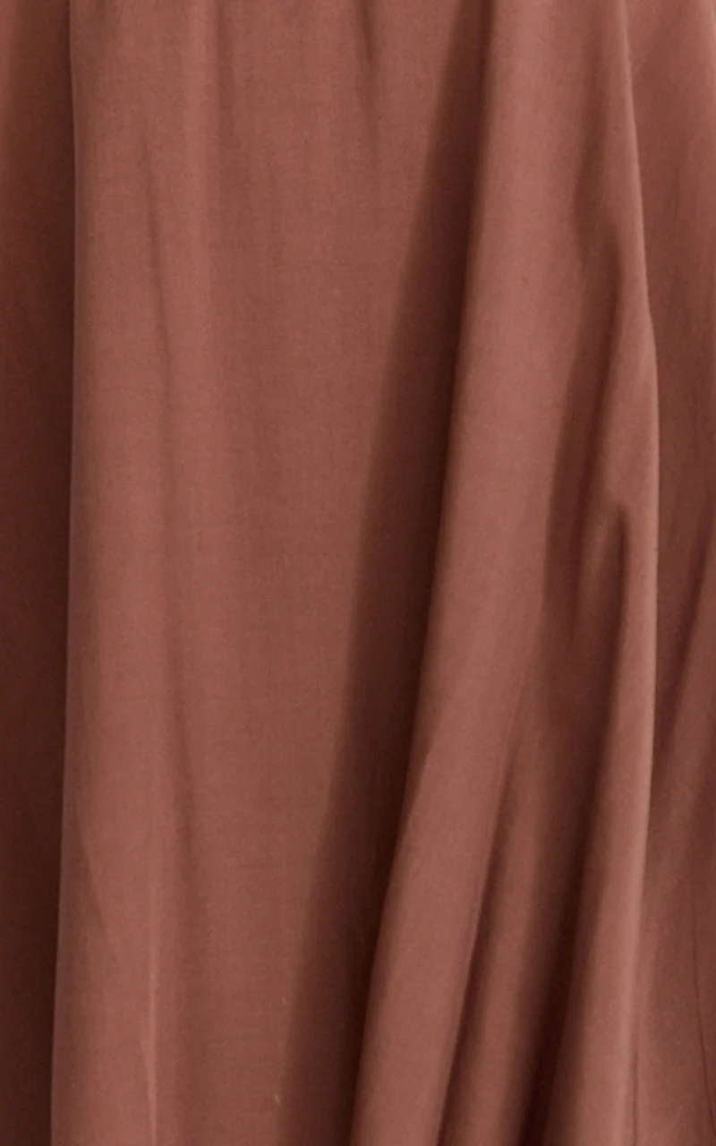 Bella Two Piece Top and Pants Set - Long Line Assym Top And Wide Leg Pants Set in Chocolate