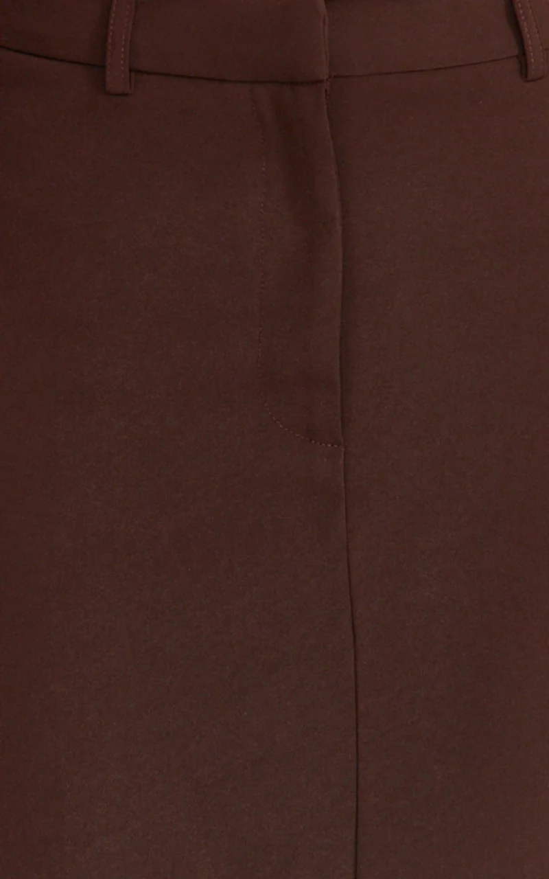 Alanna Midi Skirt - High Waisted Back Split Pencil Skirt in Chocolate