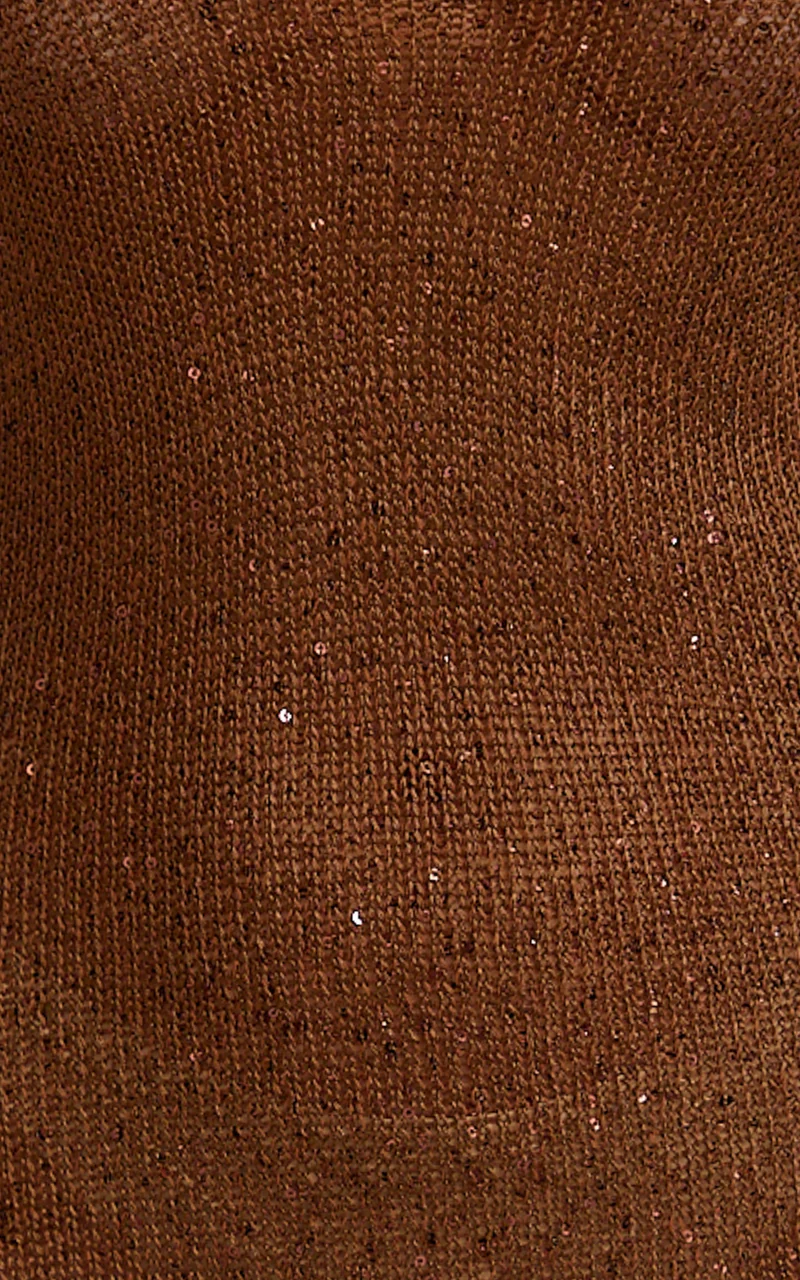 Jenna Maxi Dress - Scoop Neck Sleeveless Sequin Knit Dress in Chocolate