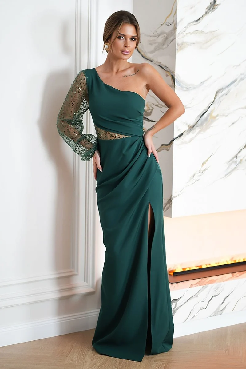 Robe de soirée chic fendue à une épaule