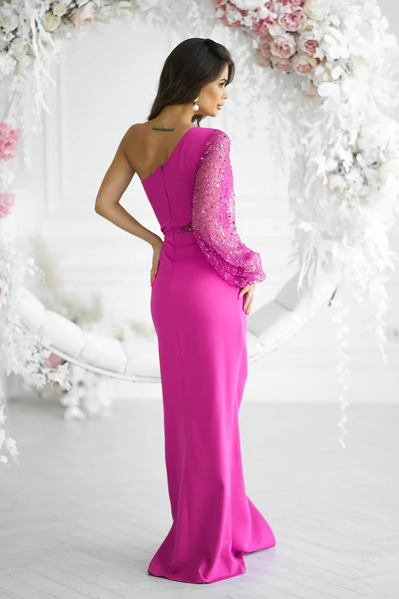 Robe de soirée chic fendue à une épaule