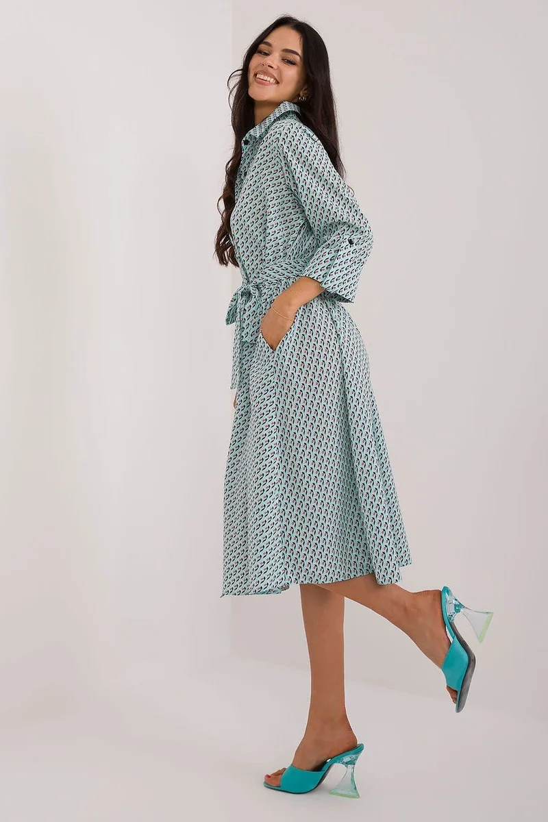 Robe chemise midi manches longues