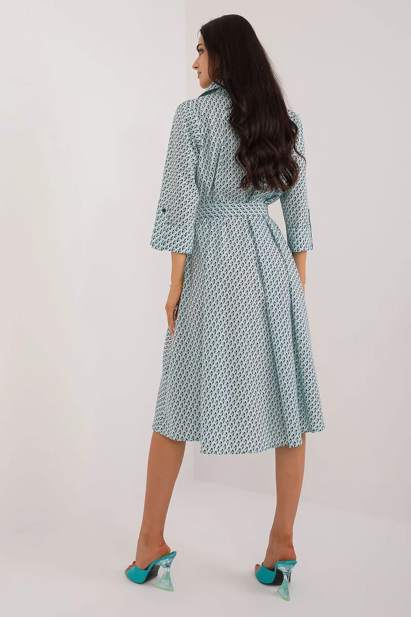 Robe chemise midi manches longues