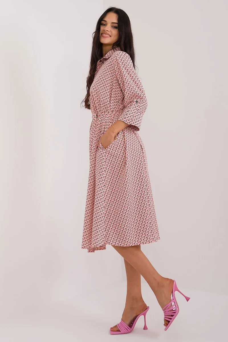 Robe chemise midi manches longues