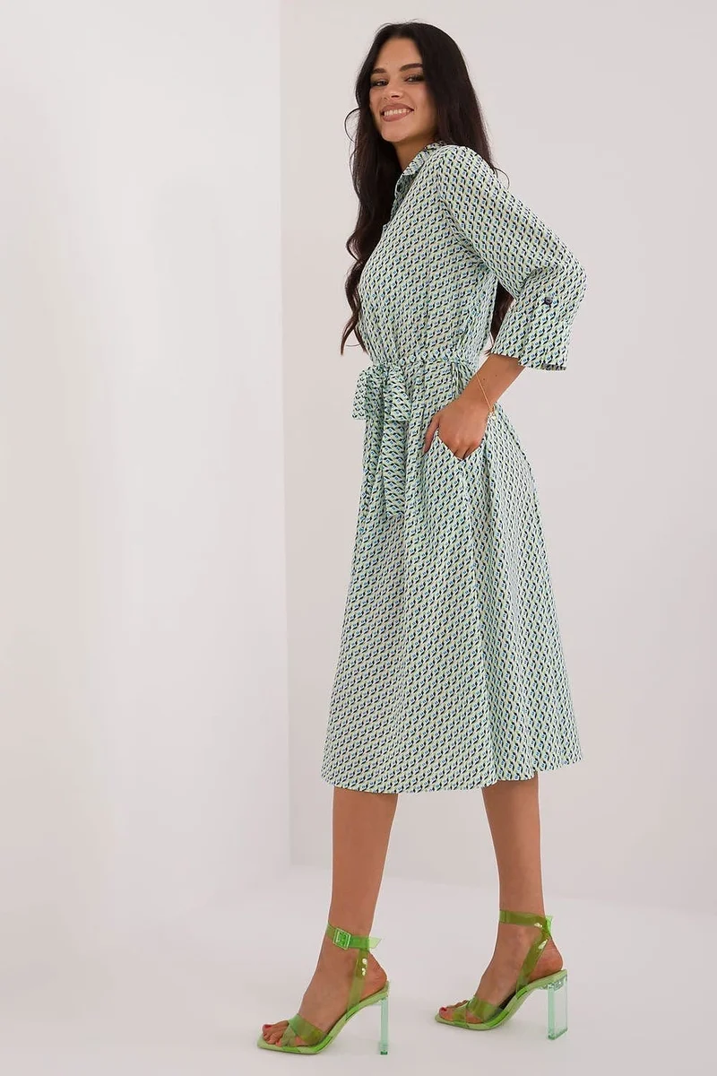 Robe chemise midi manches longues