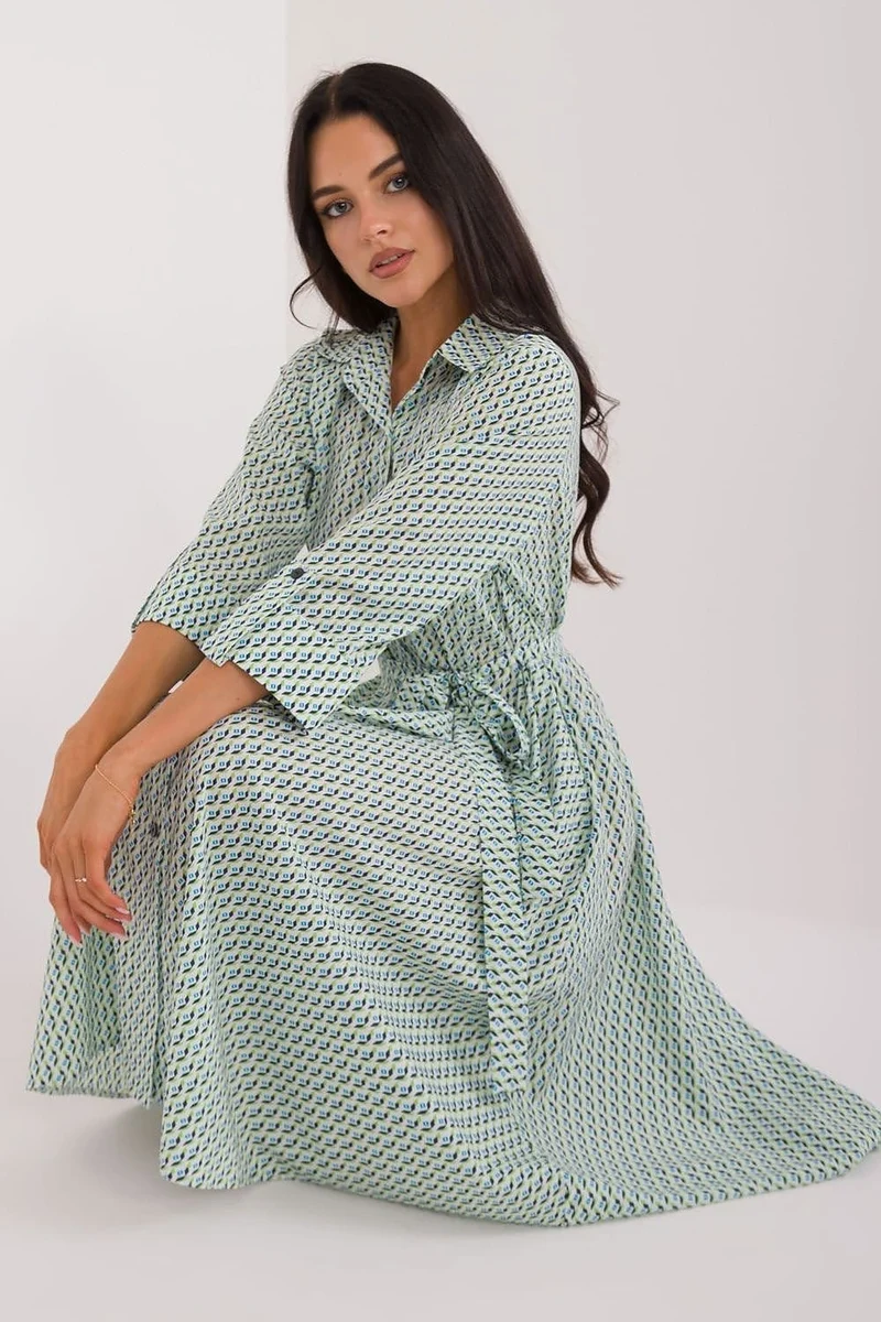 Robe chemise midi manches longues