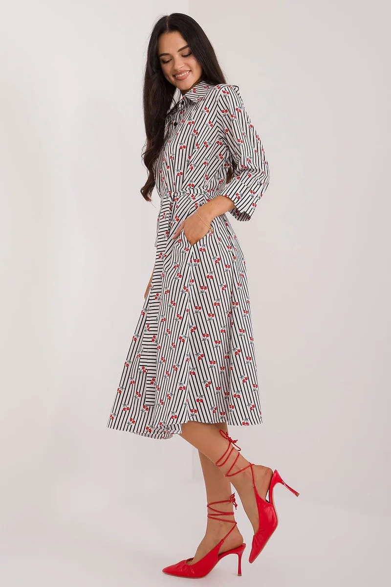 Robe chemise midi manches longues