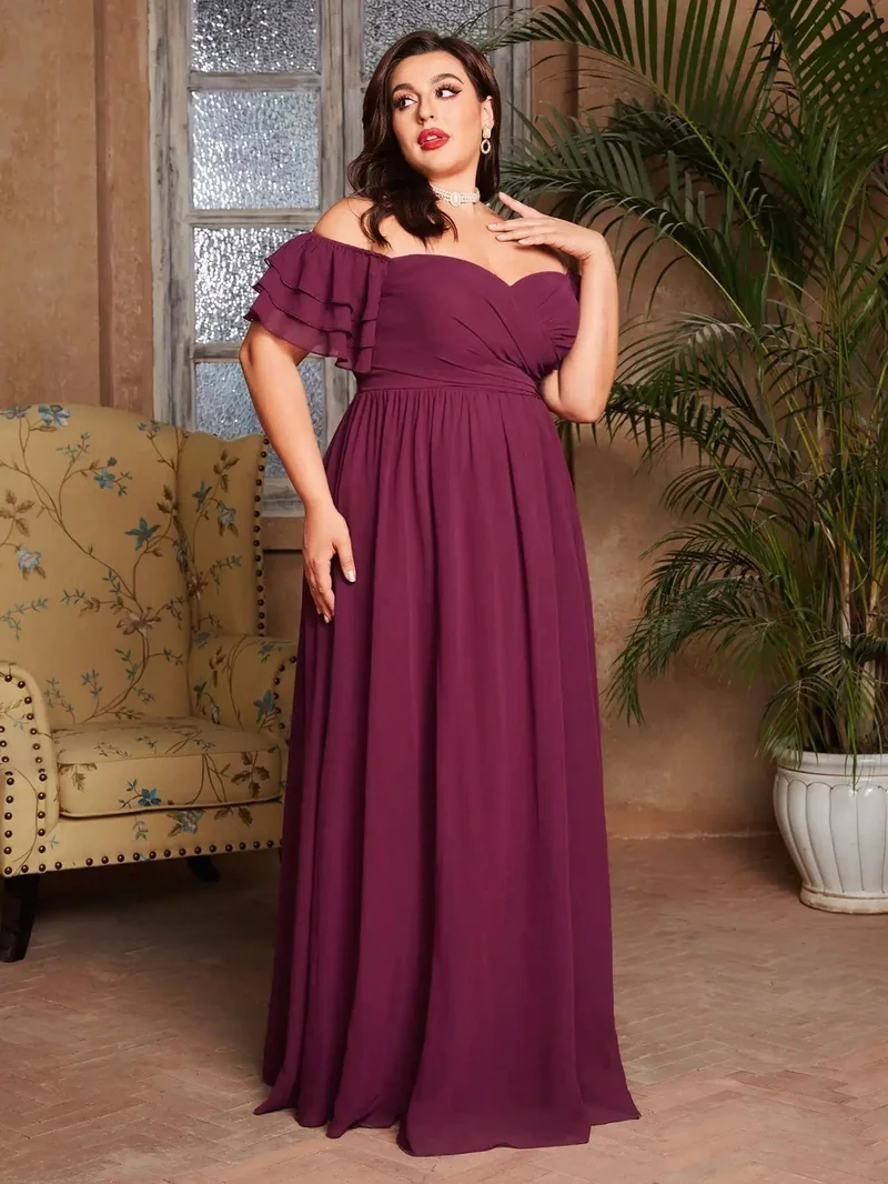 Robe de soirée grande taille bordeaux