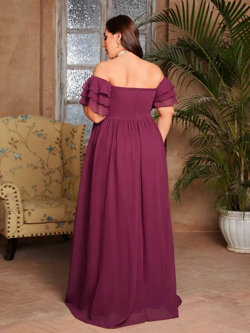 Robe de soirée grande taille bordeaux