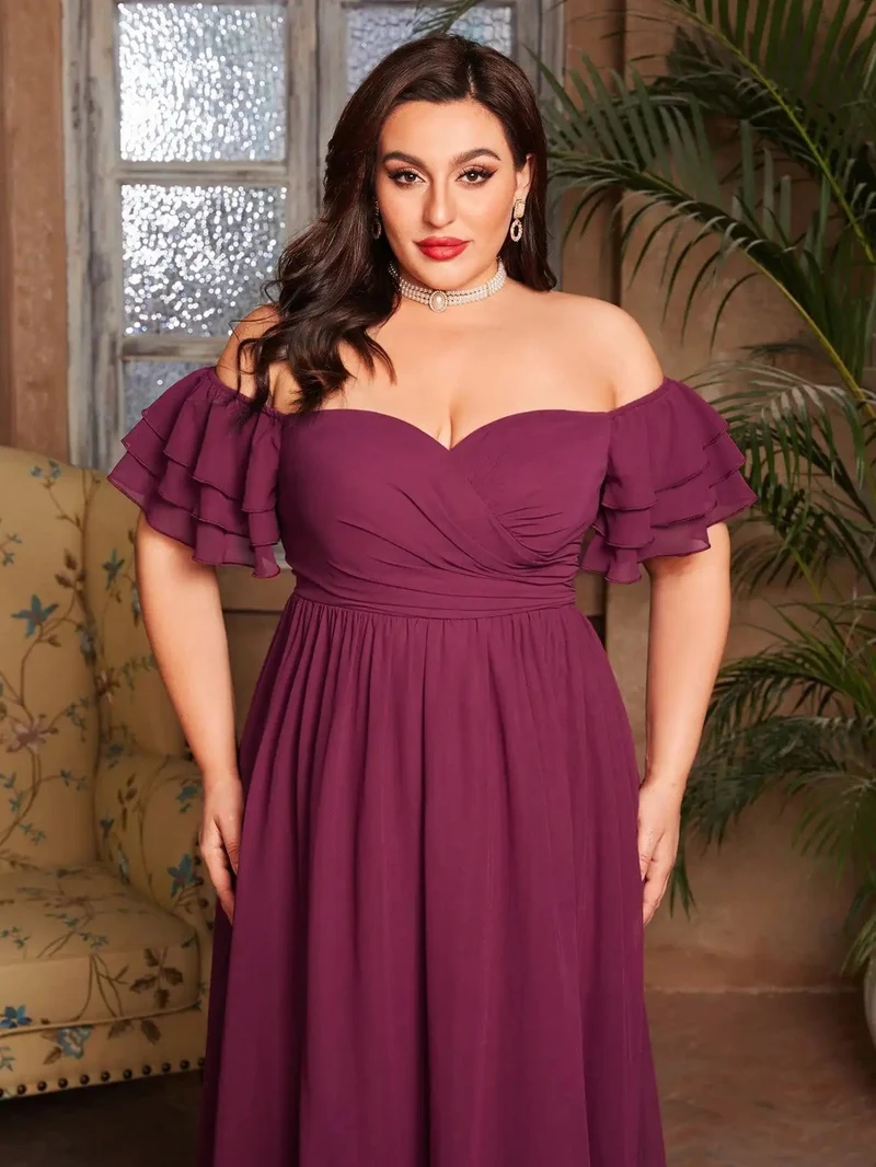 Robe de soirée grande taille bordeaux