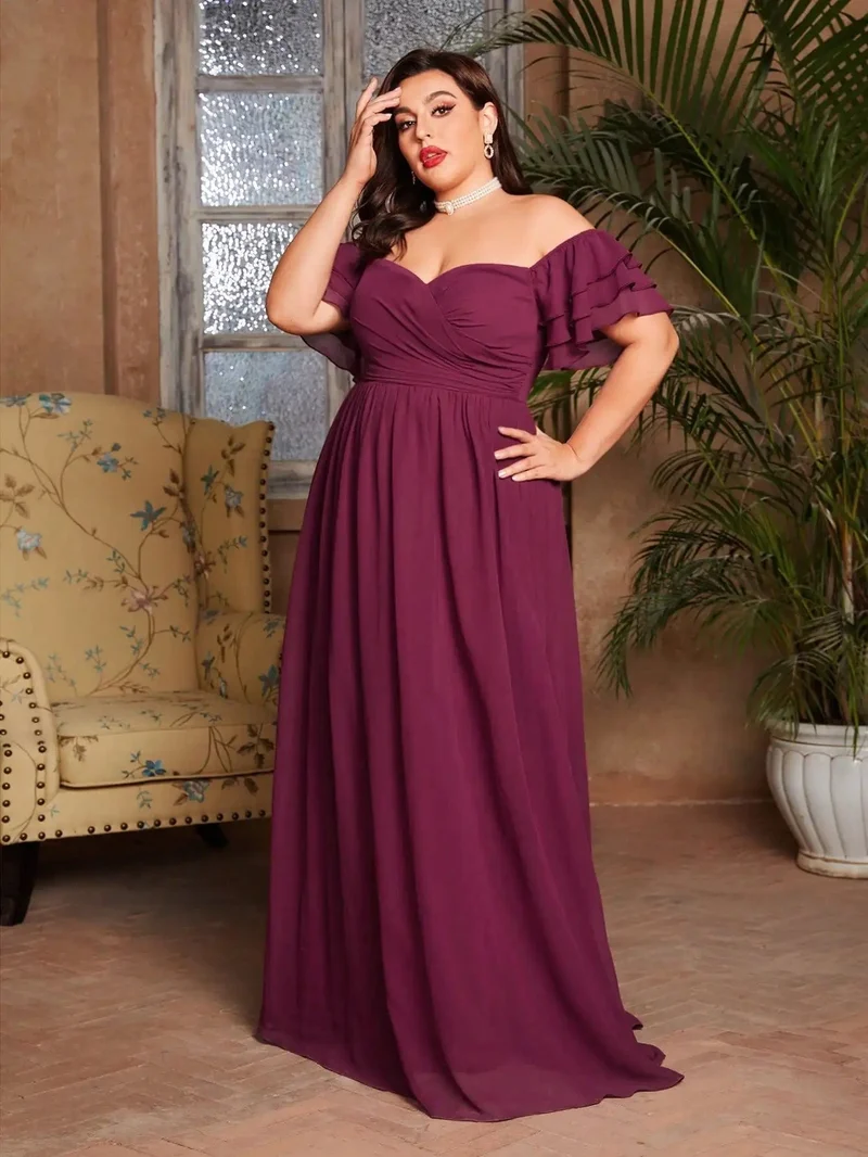 Robe de soirée grande taille bordeaux