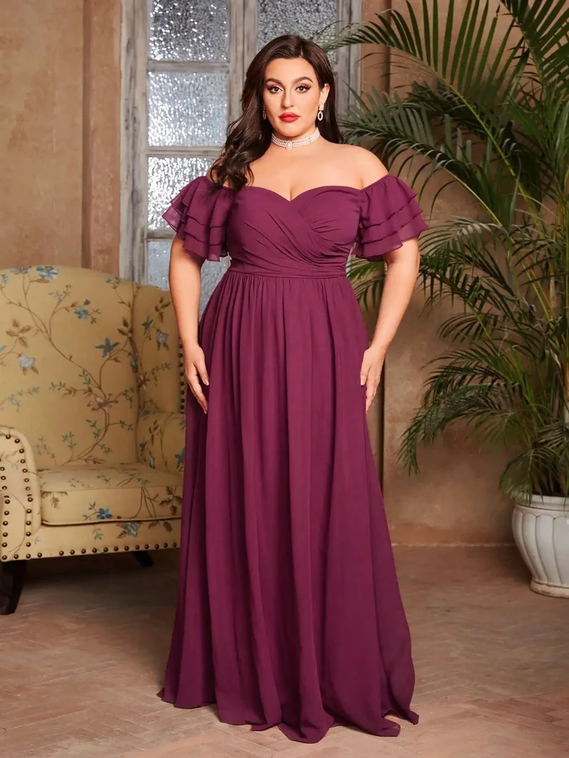 Robe de soirée grande taille bordeaux