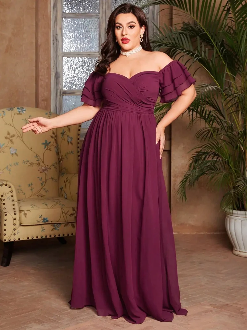 Robe de soirée grande taille bordeaux
