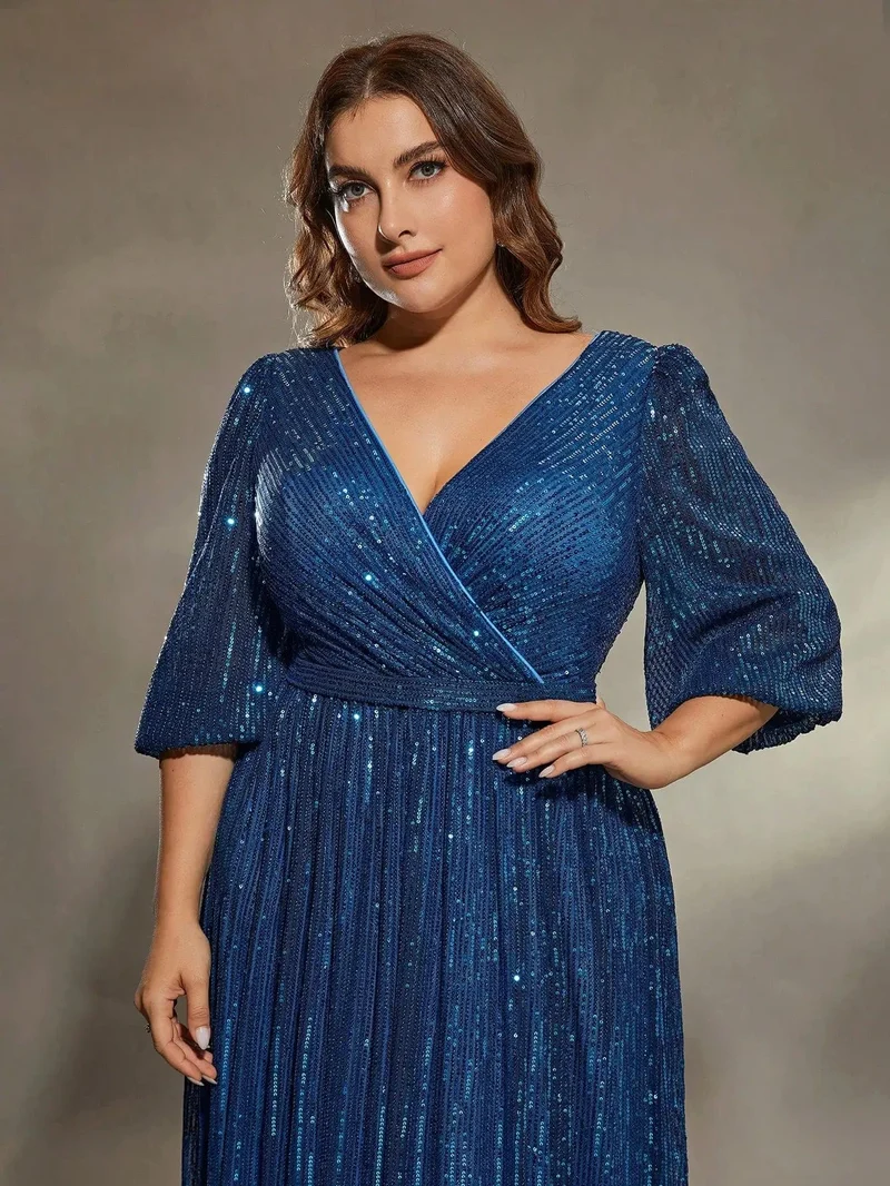 Robe de soirée bleue grande taille