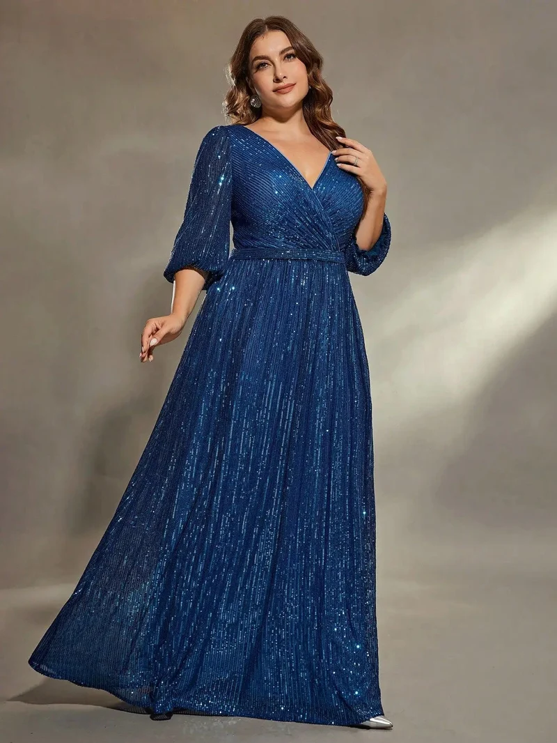 Robe de soirée bleue grande taille