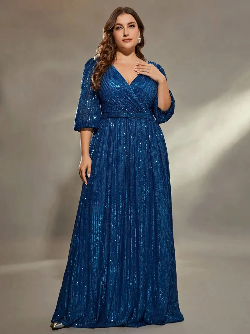 Robe de soirée bleue grande taille