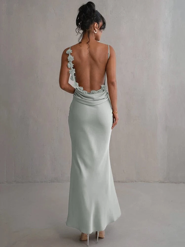 Robe longue dos nu à brettelles spaghetti