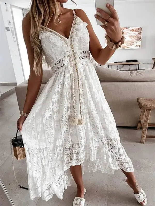 Robe longue bohème en dentelle
