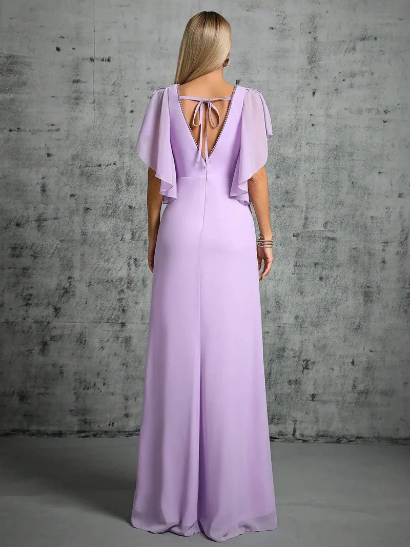 Robe demoiselle d'honneur longue lilas