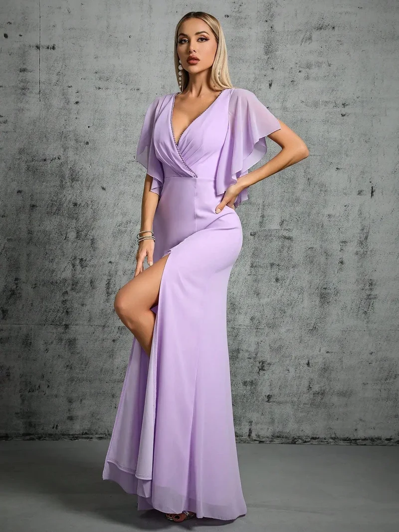 Robe demoiselle d'honneur longue lilas