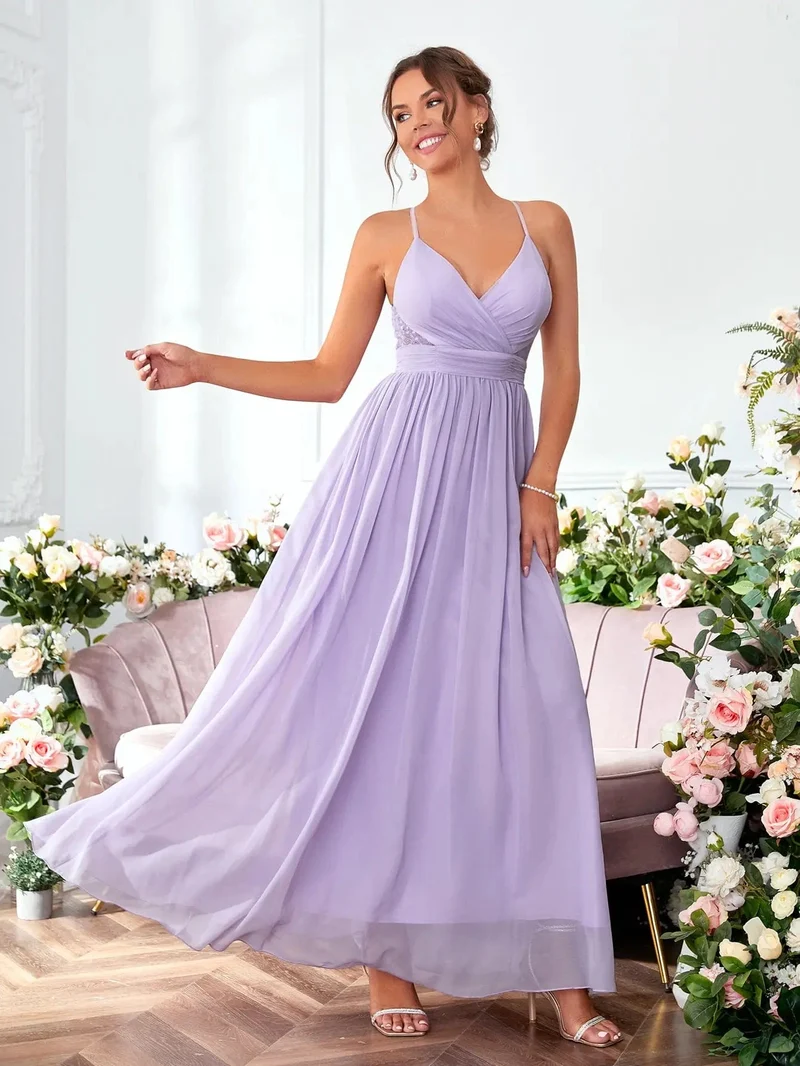 Robe demoiselle d'honneur mauve lilas