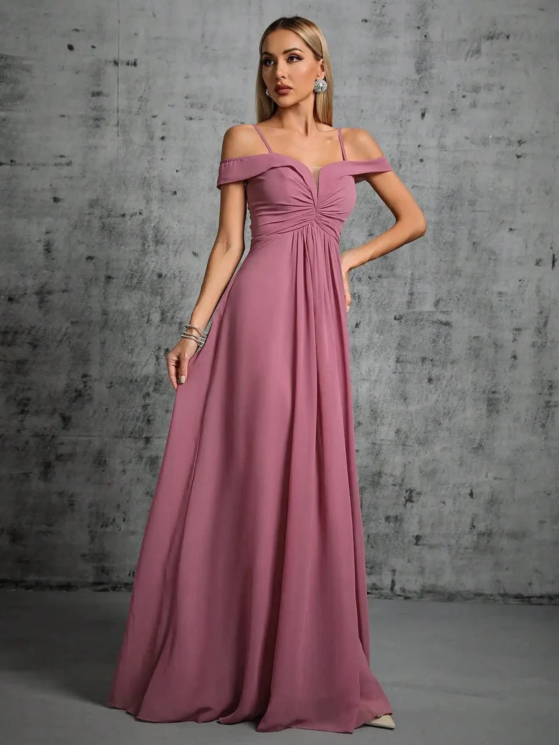 Robe demoiselle d'honneur rose pastel