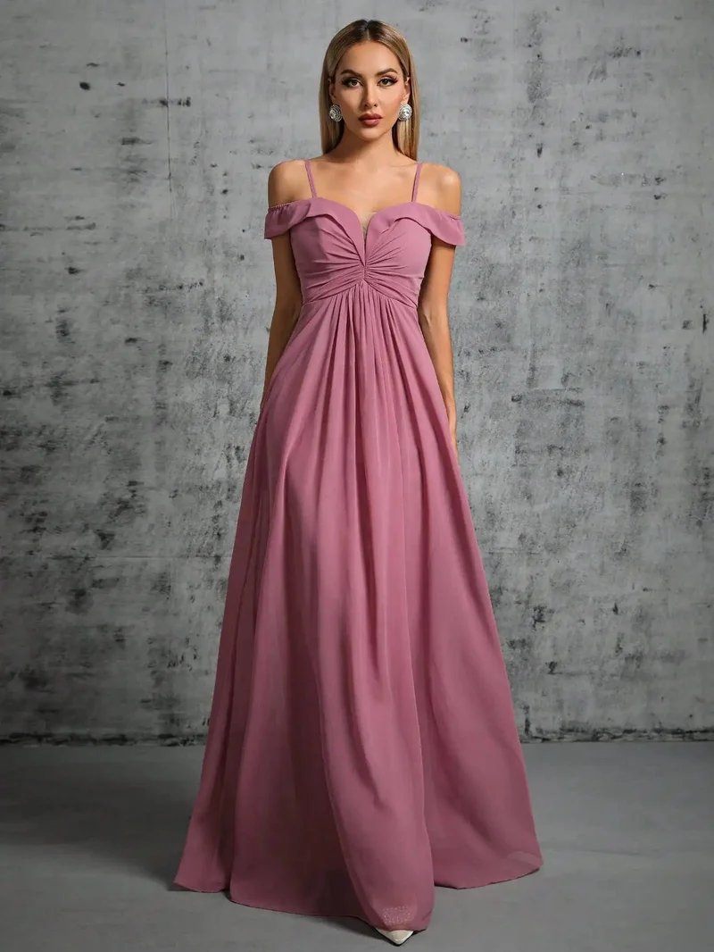 Robe demoiselle d'honneur rose pastel