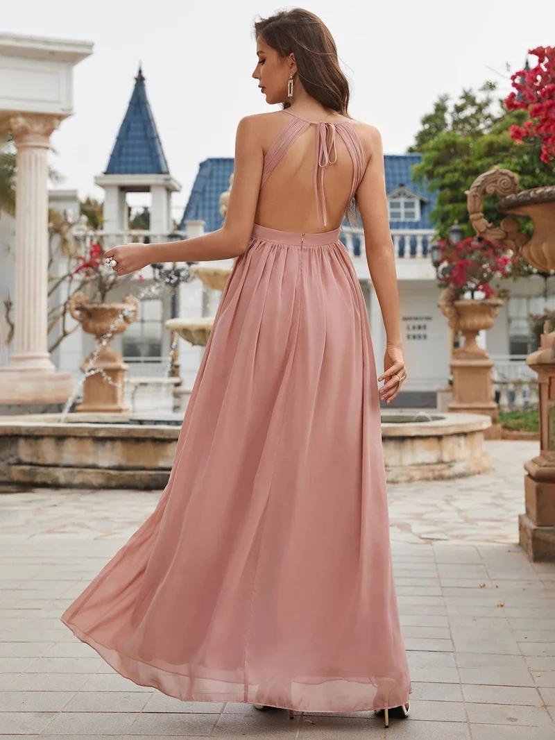 Robe demoiselle d'honneur rose poudré