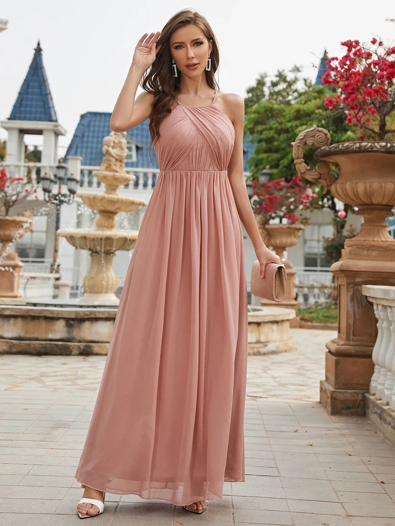 Robe demoiselle d'honneur rose poudré
