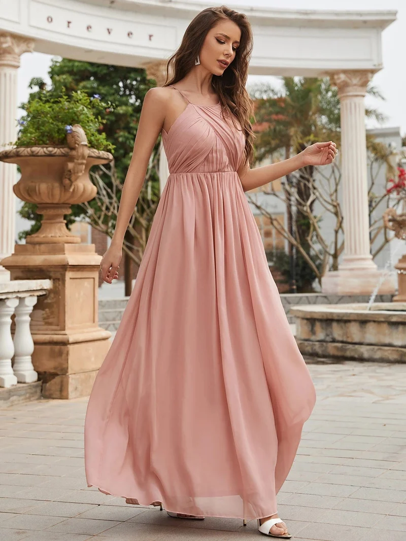 Robe demoiselle d'honneur rose poudré
