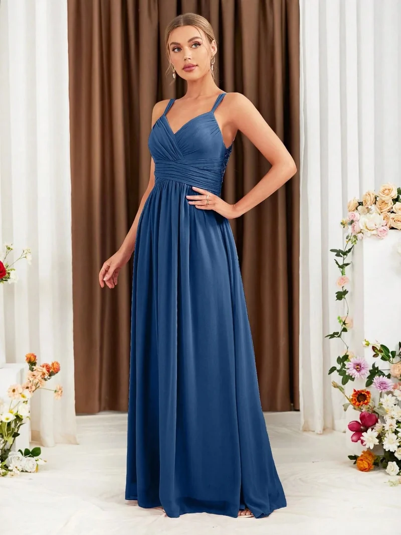 Robe demoiselle d'honneur rose poudré dos nu