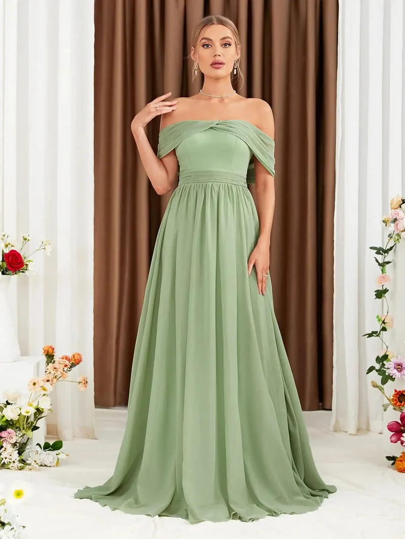 Robe demoiselle d'honneur verte sauge