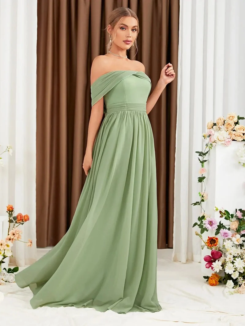 Robe demoiselle d'honneur verte sauge