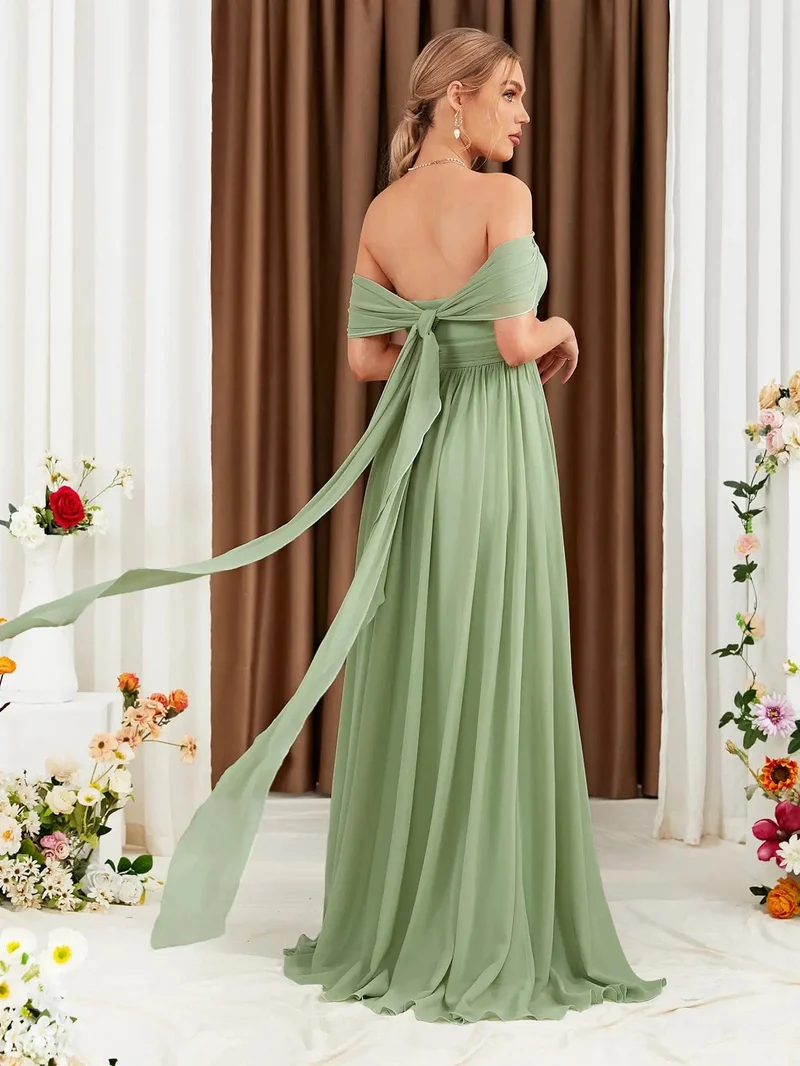 Robe demoiselle d'honneur verte sauge