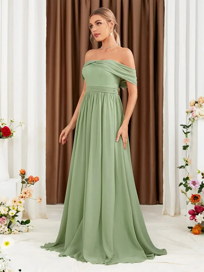 Robe demoiselle d'honneur verte sauge