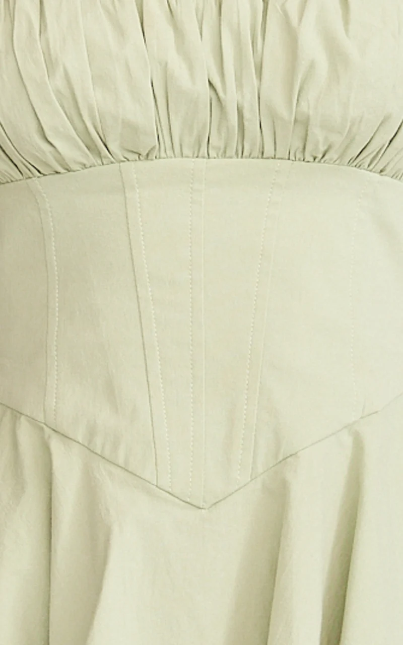 Vionette Mini Dress - Halter Neck Ruched Bust Corset Dress in Sage