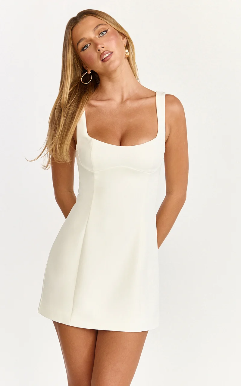 Aretha Mini Dress - Panel Dress in White