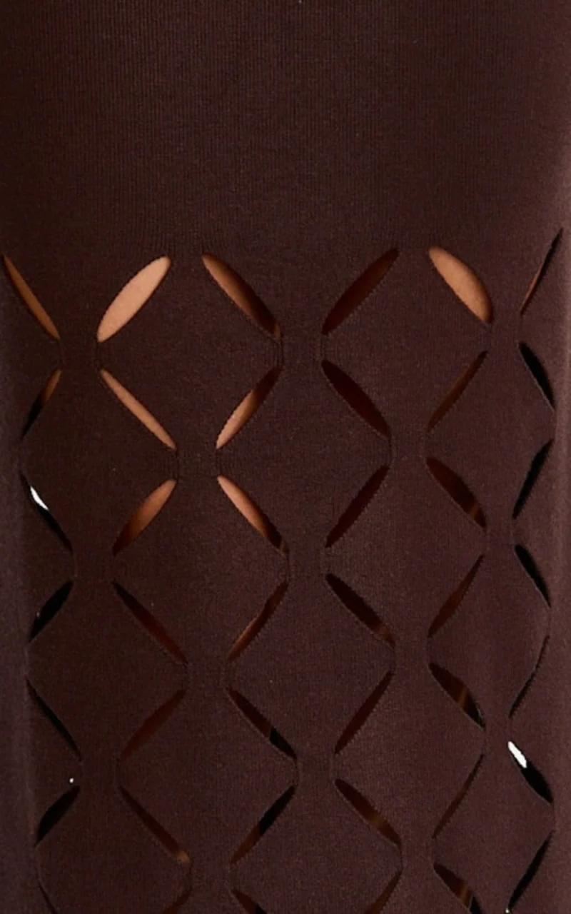 Sabrina Maxi Skirt - Laser Cut Knit Skirt in Chocolate