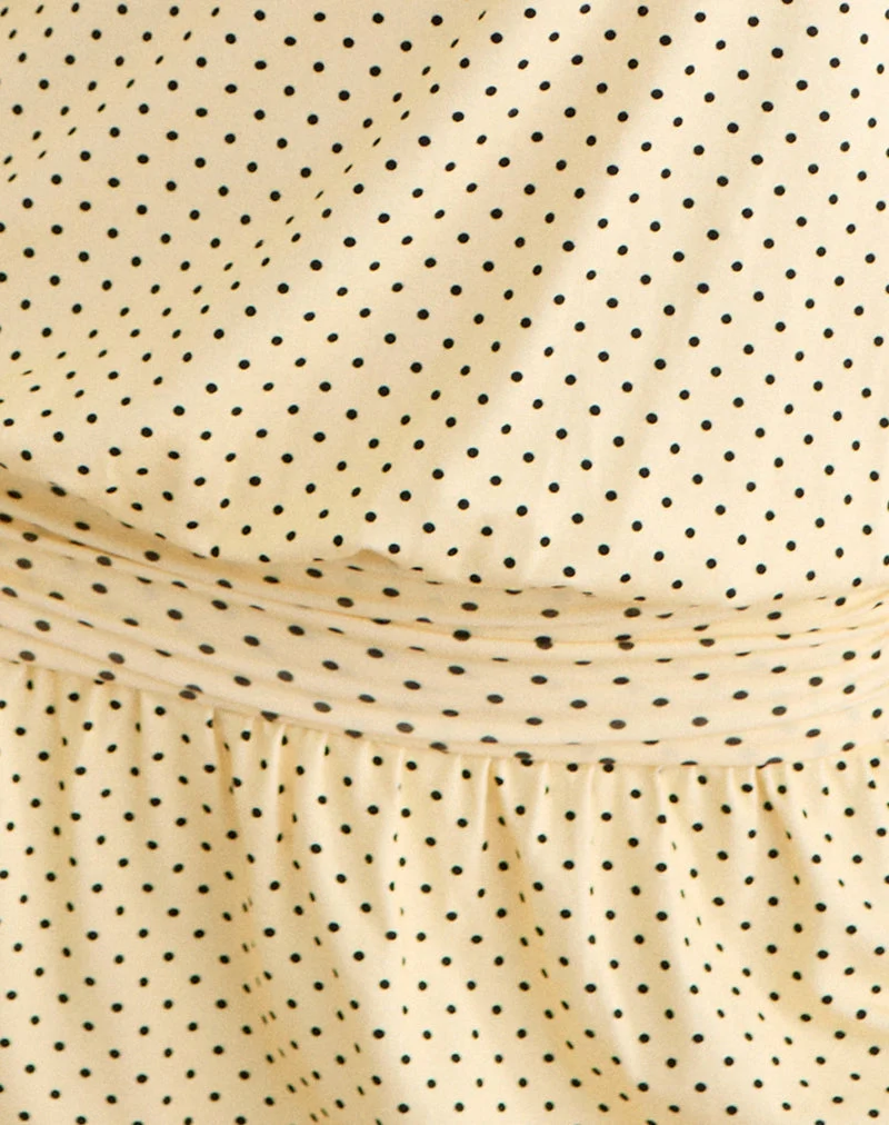 Mini-robe Ramira à taille basse, jaune beurre, à micro-pois