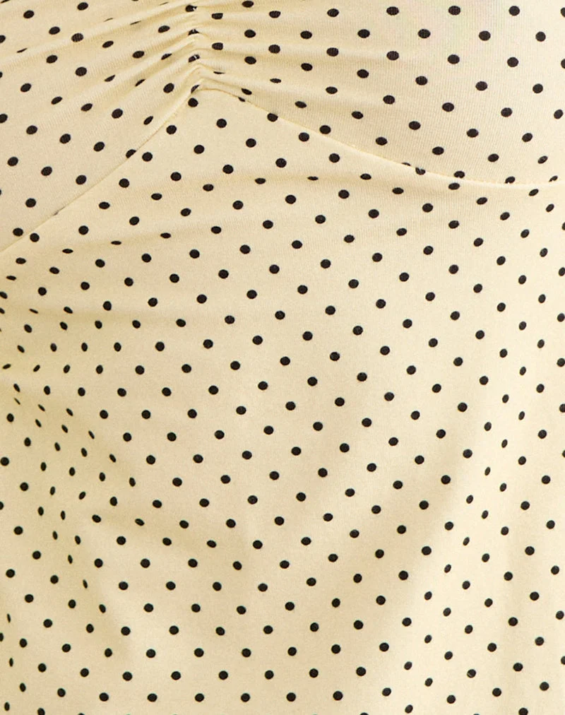 Haut dos nu Kindos, couleur jaune beurre, à micro-pois